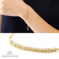 ブレスレット　上品　キュービックジルコニア　テニスブレスレット　シンプル　ゴールド　シルバー　ニッケルフリー　ジュエリー　レディース　プレゼント　大人可愛い