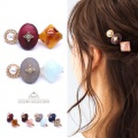 ヘアクリップ 小 ヘアピン パール ウッド べっ甲 ヘアアクセサリー