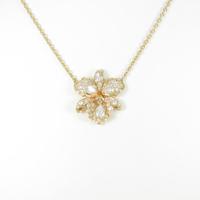 K18YG フラワー ダイヤモンドネックレス