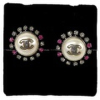 CHANEL 2018年秋冬 新作 CHANEL シャネル ドーム ココマーク フラワーモチーフ サークルラインストーン ピアス パールXシルバーXピンク メタルシルバー金具 A53135 新品