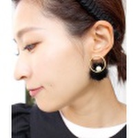 リアルファーペンデュラムパールピアス/4カラー