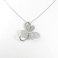 K18WG クローバー ダイヤモンドネックレス