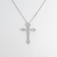 K18WG クロス ダイヤモンドネックレス10％引き