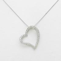 K18WG ハート ダイヤモンドネックレス