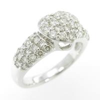 K18WG ハート パヴェ ダイヤモンドリング