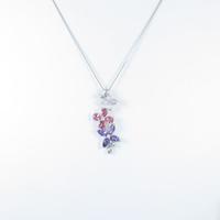 K18WG フラワー カラーストーンネックレス