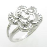 K18WG フラワー ダイヤモンドリング