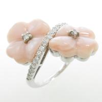 K18WG フラワー マザーオブパールリング