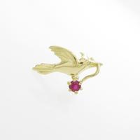 K18YG バード ルビーピアス 片耳
