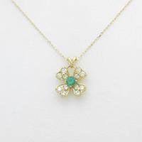 K18YG フラワー エメラルドネックレス