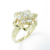 K18YG フラワー ダイヤモンドピンキーリング