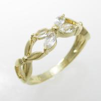 K18YG フラワー ホワイトサファイヤリング30％引き