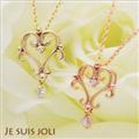 【送料無料】ジェムケリー選べるK10ゴールドハートデザインネックレス