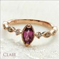 【送料無料】ピンキーリングとしても素敵！Fleur-フルール-K10ピンクゴールド×ロードライトガーネットリング
