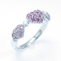 K18WG ハート ピンクサファイヤリング