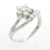 K18WG フラワー ダイヤモンドリング