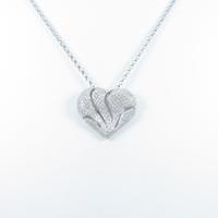 K18WG／750WG ハート パヴェ ダイヤモンドネックレス