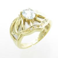 K18YG／PT アクアマリンリング