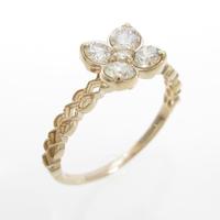 K18PG フラワー ダイヤモンドリング