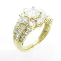 K18YG フラワー ダイヤモンドリング