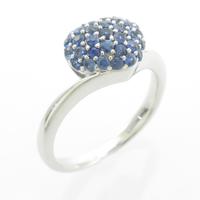 K18WG ハート サファイヤリング