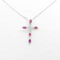K18WG／K10WG クロス ルビーネックレス