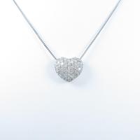 K18WG／PT ハート×パヴェ ダイヤモンドネックレス