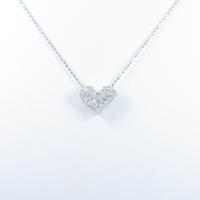 K18WG ハート ダイヤモンドネックレス