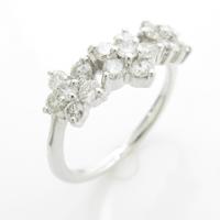 K18WG フラワー ダイヤモンドリング