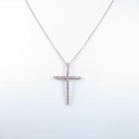 14KPG／K10PG クロス ピンクサファイヤネックレス