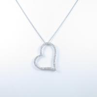 K18WG ハート ダイヤモンドネックレス