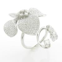 18KWG フラワー ダイヤモンドリング