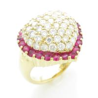 K18YG ハート ルビーリング