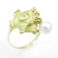 K18YG ピッグ アコヤパールリング