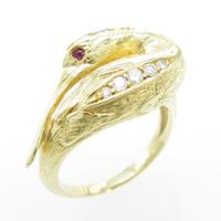 750YG バード ルビーリング