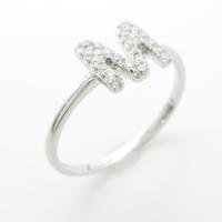 K18WG イニシャルM ダイヤモンドリング