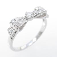 K18WG リボン ダイヤモンドリング