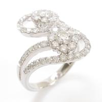 K18WG フラワー ダイヤモンドリング