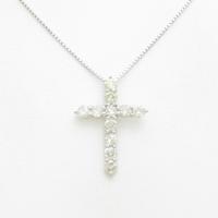 K18WG クロス ダイヤモンドネックレス