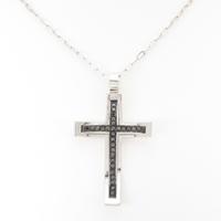 K18WG／K18BG クロス ダイヤモンドネックレス