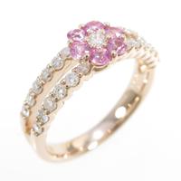 K18PG フラワー ピンクサファイヤリング