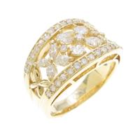 K18YG フラワー ダイヤモンドリング