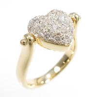 K18YG ハート パヴェ ダイヤモンドリング