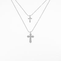 K18WG クロス ダイヤモンドネックレス