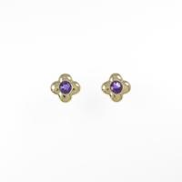 K18YG フラワー アメジストピアス