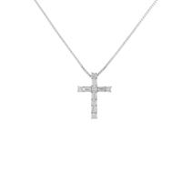 K18WG クロス ダイヤモンドネックレス