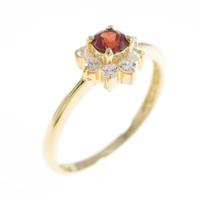 K18YG フラワー ガーネットリング