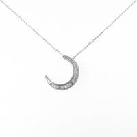 K18WG ムーン ダイヤモンドネックレス