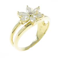 K18YG フラワー ダイヤモンドリング