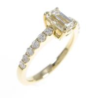 【リメイク】K18YGダイヤモンドリング 0．632ct・I・VS1・エメラルドカット5％引き
